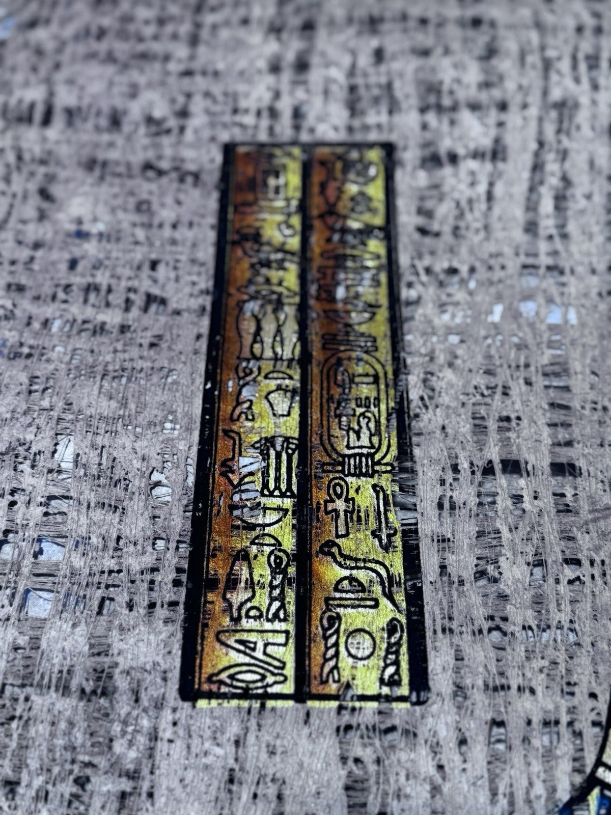 Ancient Egyptian Goddess Bastet Papyrus Original Hand drawing Light Reflection