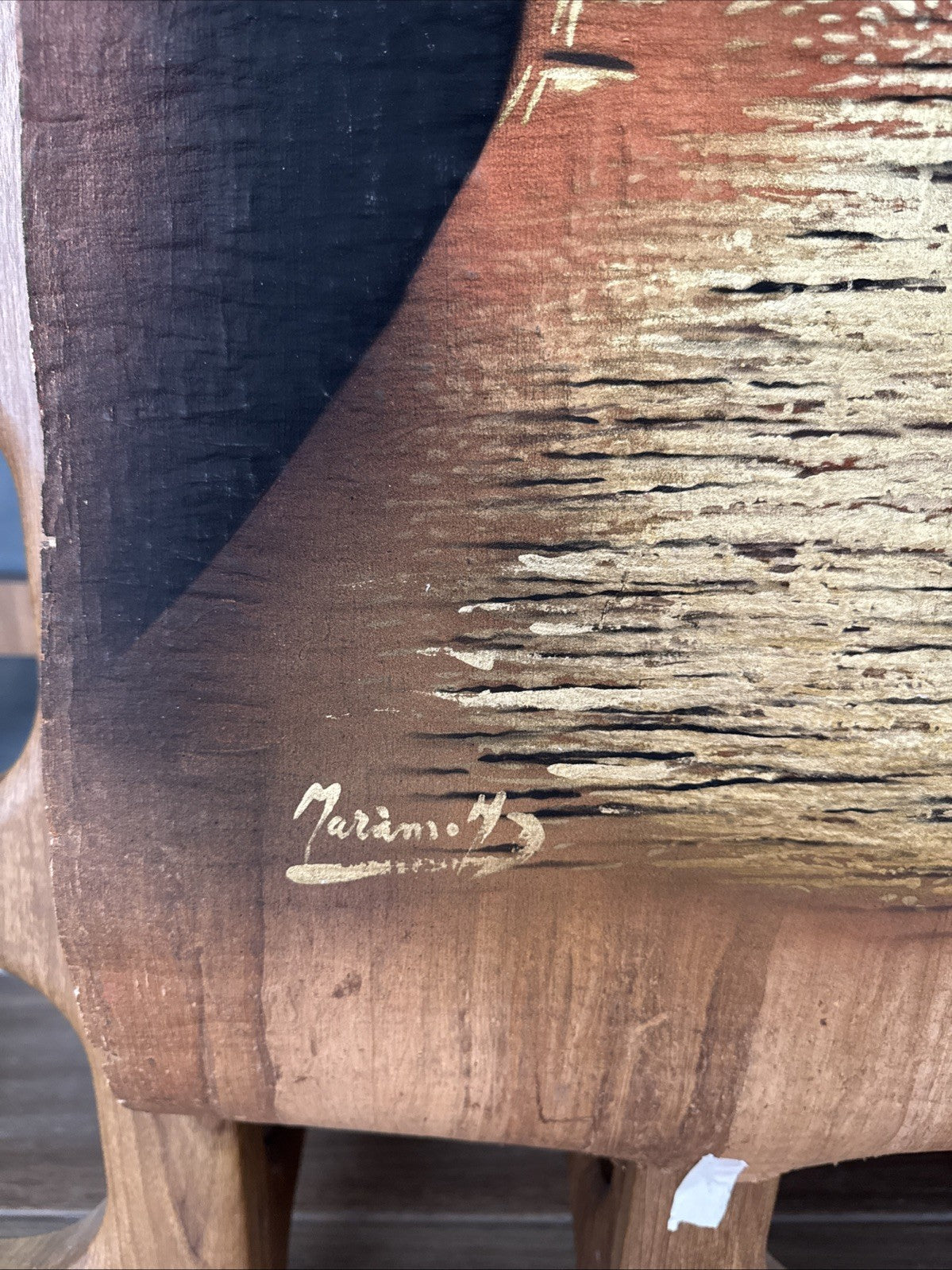 1996 Egyptian Sphinx on Papyrus Original Signed Painting by Monsef Labib