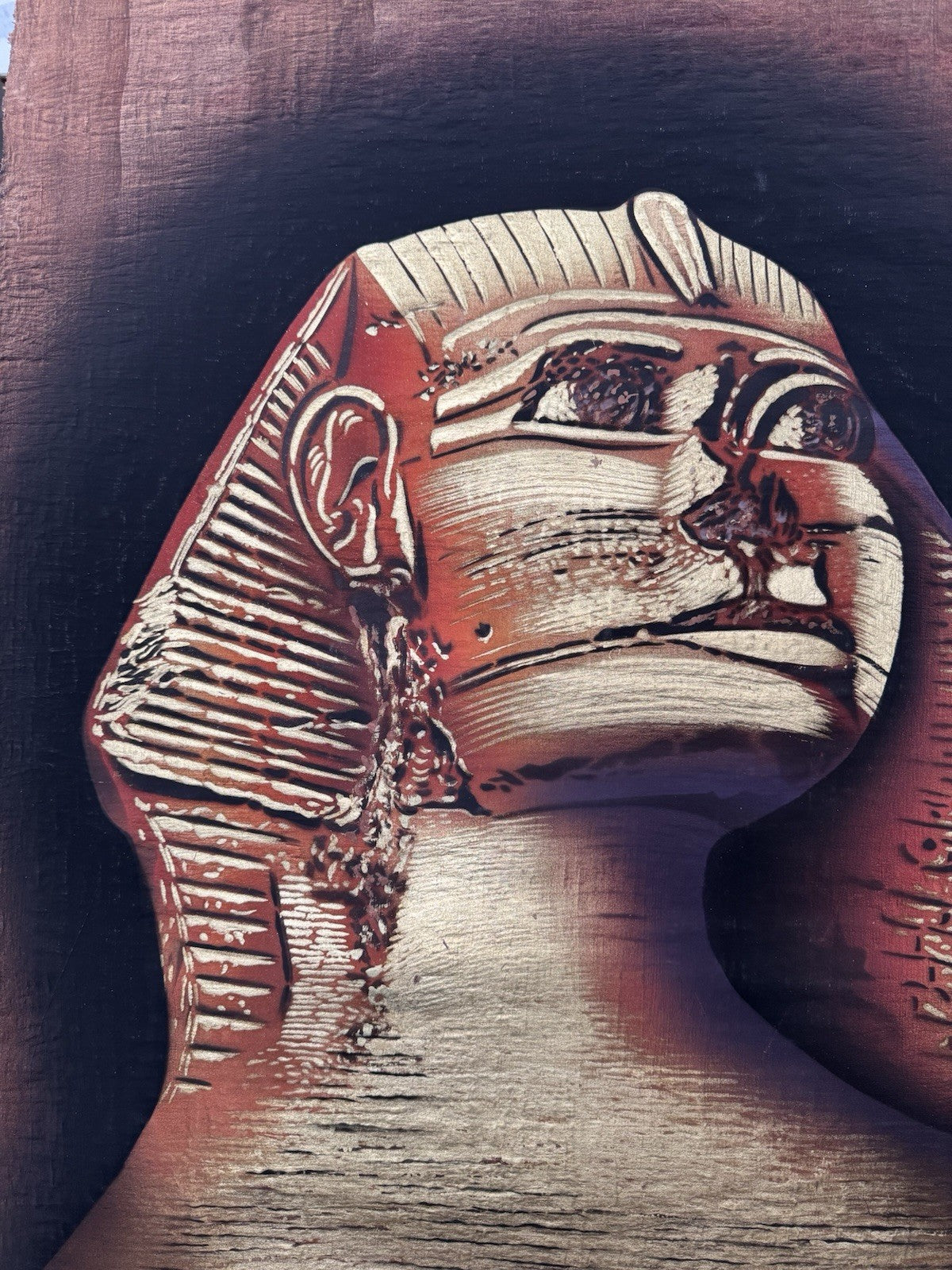 1996 Egyptian Sphinx on Papyrus Original Signed Painting by Monsef Labib