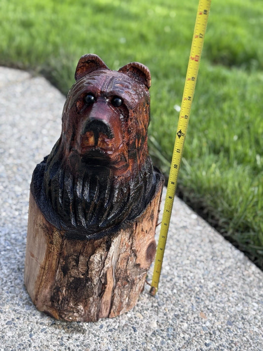 Chainsaw Carved Wooden Bear 16” Sculpture Beautiful Cabin Figural Wildlife Decor