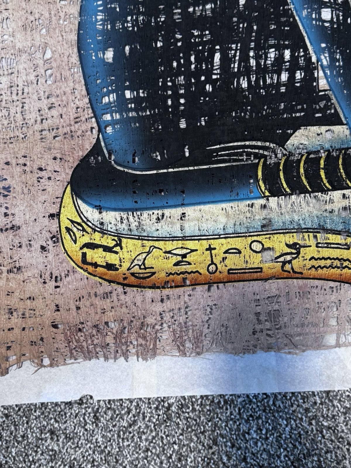 Ancient Egyptian Goddess Bastet Papyrus Original Hand drawing Light Reflection