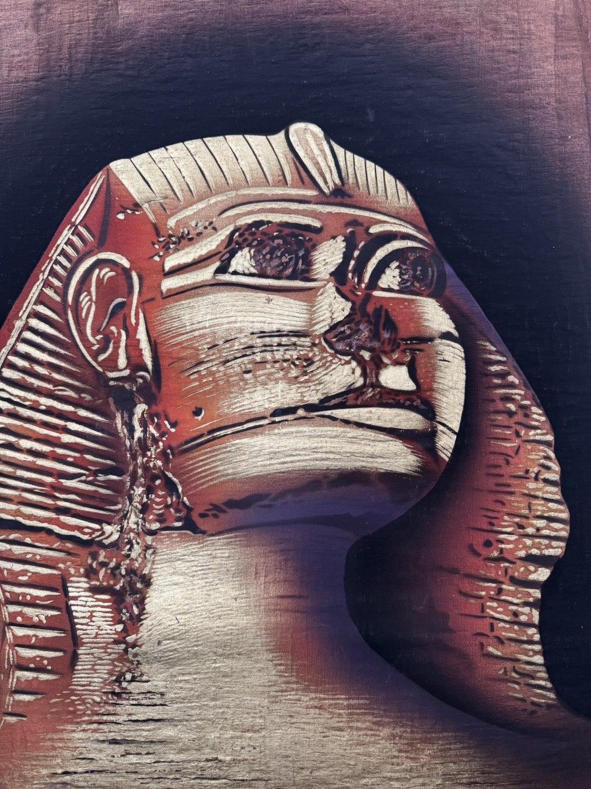 1996 Egyptian Sphinx on Papyrus Original Signed Painting by Monsef Labib