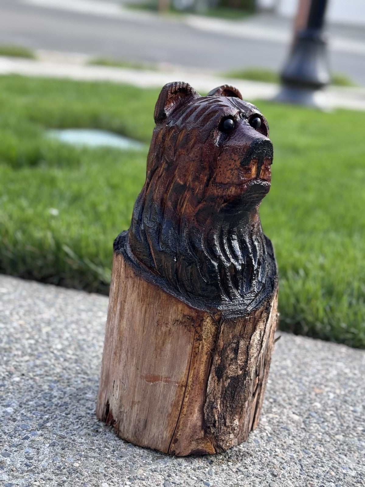 Chainsaw Carved Wooden Bear 16” Sculpture Beautiful Cabin Figural Wildlife Decor