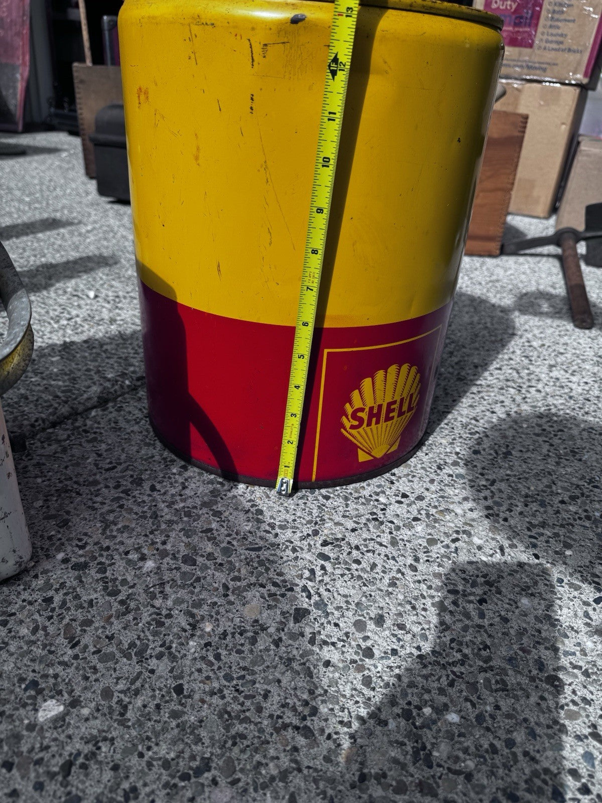 VINTAGE 1964 SHELL OIL 5 GALLON CAN SURFACE WEAR Original Condition