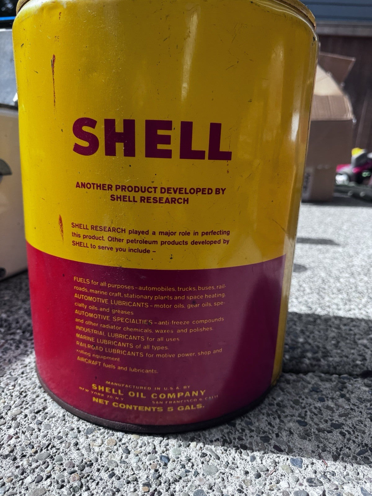 VINTAGE 1964 SHELL OIL 5 GALLON CAN SURFACE WEAR Original Condition