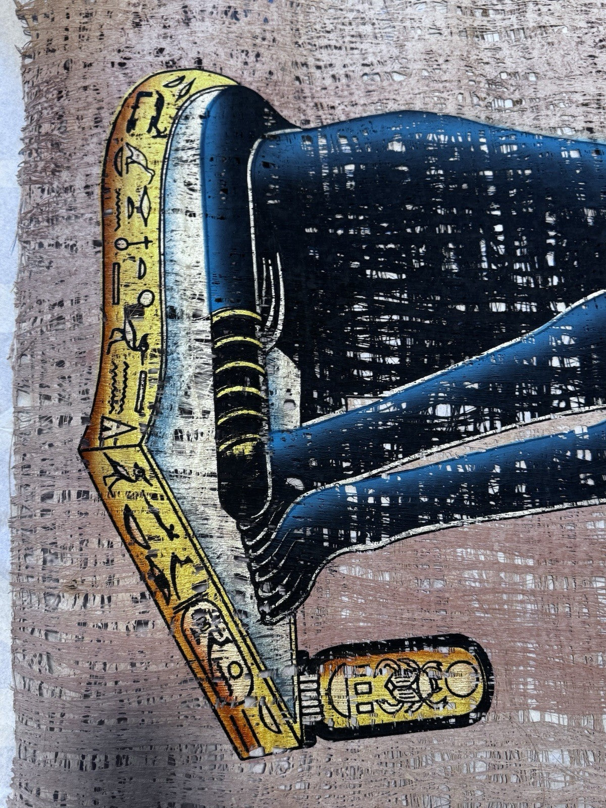 Ancient Egyptian Goddess Bastet Papyrus Original Hand drawing Light Reflection